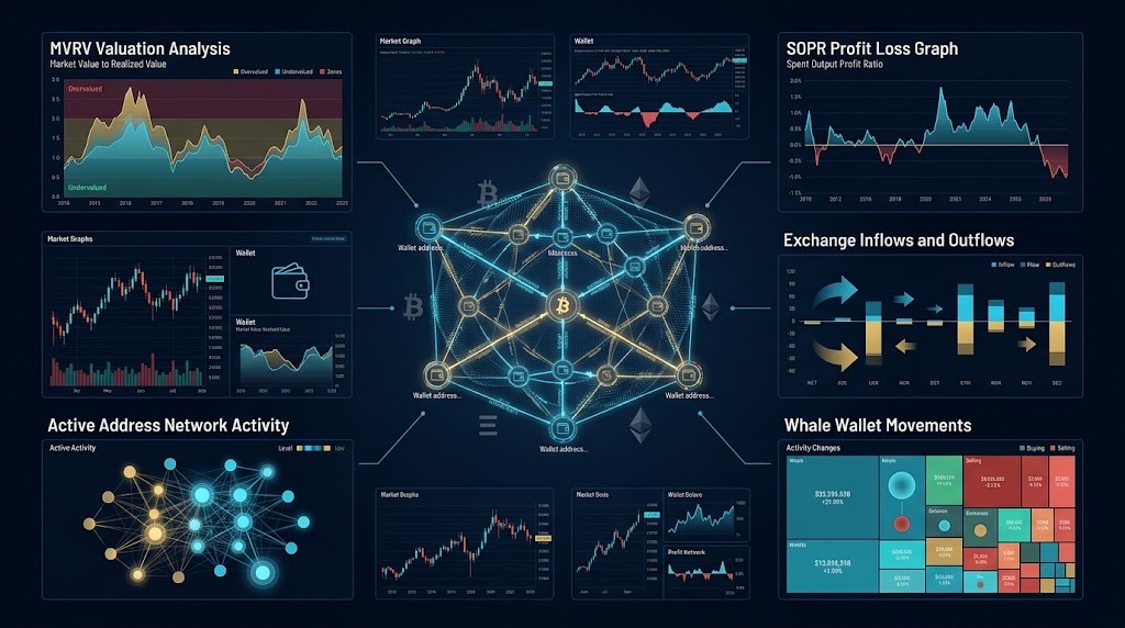 On-chain analytics showing five key crypto metrics for investors